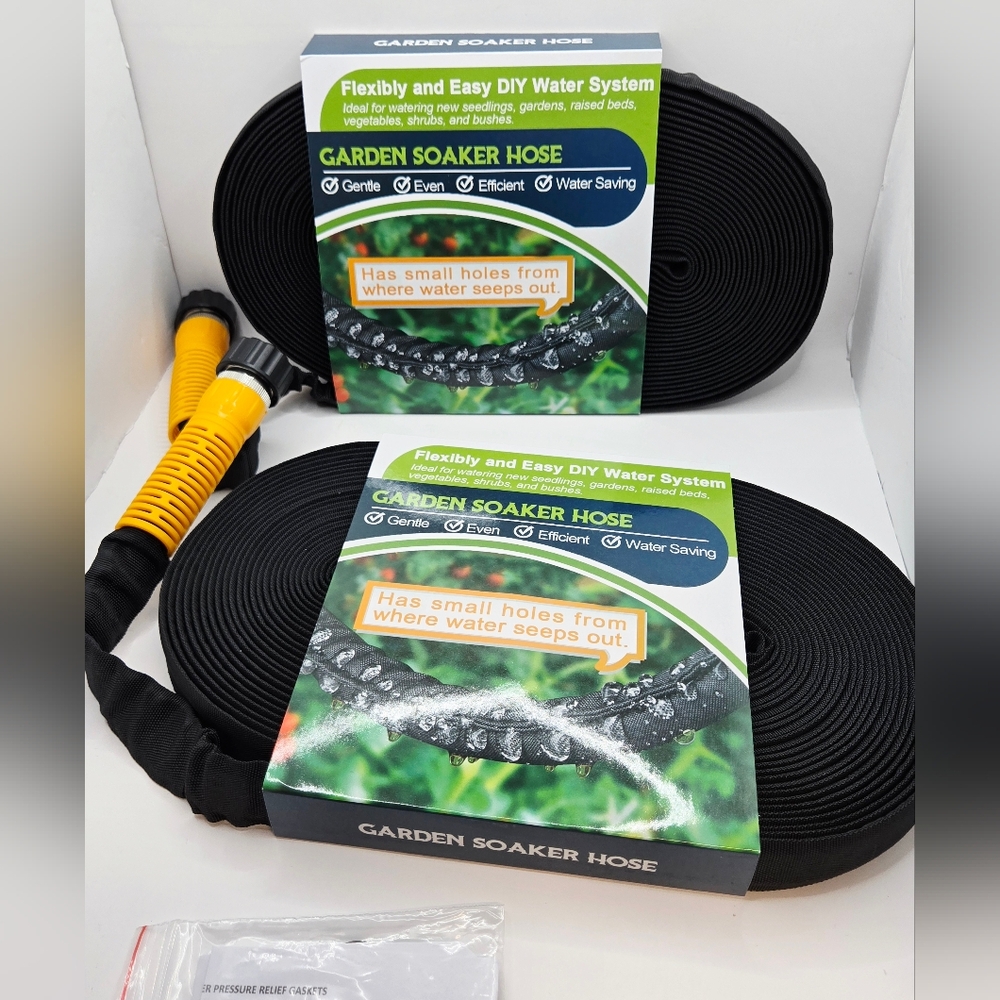 2‎ Pack 50 ft Garden Soaker Hoses – 100 ft Total Drip Irrigation Watering System